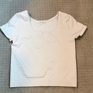 Athleta Girl rise above rib crop tee. Size 8/10. White Ribbed Top